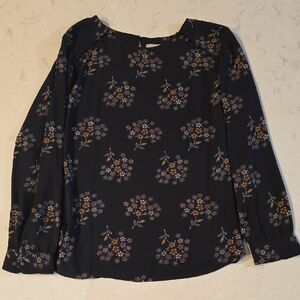 LOFT‎ Black Floral Blouse